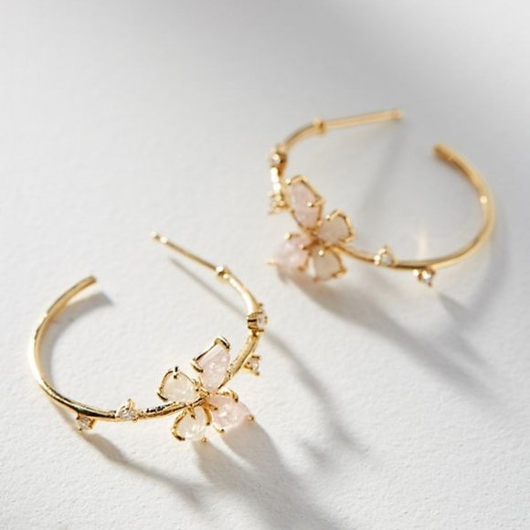 Anthropologie Jewelry - Anthropologie Floating Butterfly Hoop Earrings
